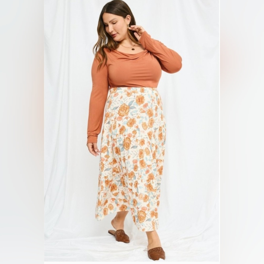 Hayden Floral Tiered A-Line Maxi Skirt